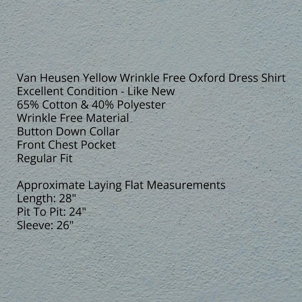 Van Heusen Yellow Wrinkle Free Oxford Neck 16 Long Sleeve Shirt - Picture 5 of 7